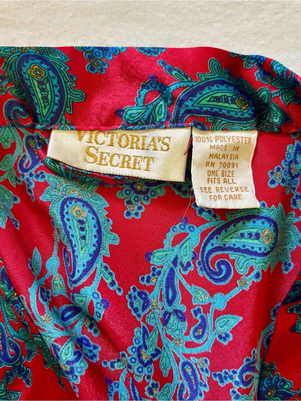 Vintage Victoria's Secret Paisley Satin Robe One Size Gold Label